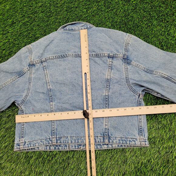 Vintage 80s LEE Denim Cropped Jacket Womens S/M 19x18 Faded - Picture 4 of 13